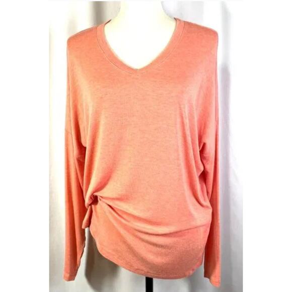 CAbi Serenity Tee Size XS Cantaloupe Orange Color Long Sleeves V Neck 6121 - Picture 6 of 6